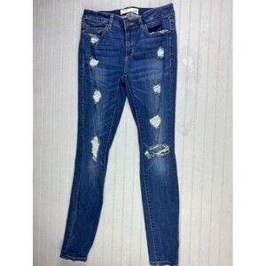 Garage Size 7 Womens Jeans High Waist Distress Skinny Dark Wash Stretch